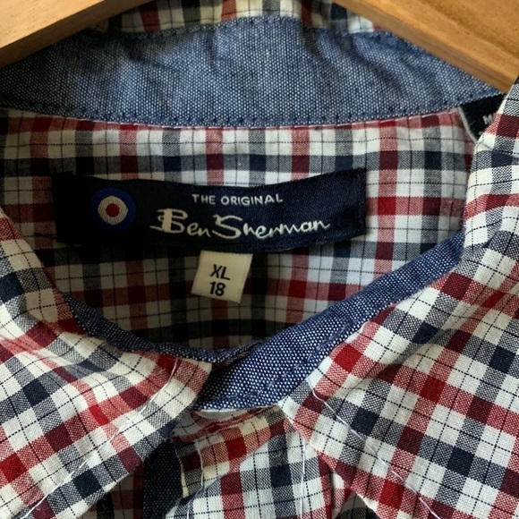 BEN SHERMAN Boys Plaid Short Sleeve Button Down Shirt - Picture 4 of 8